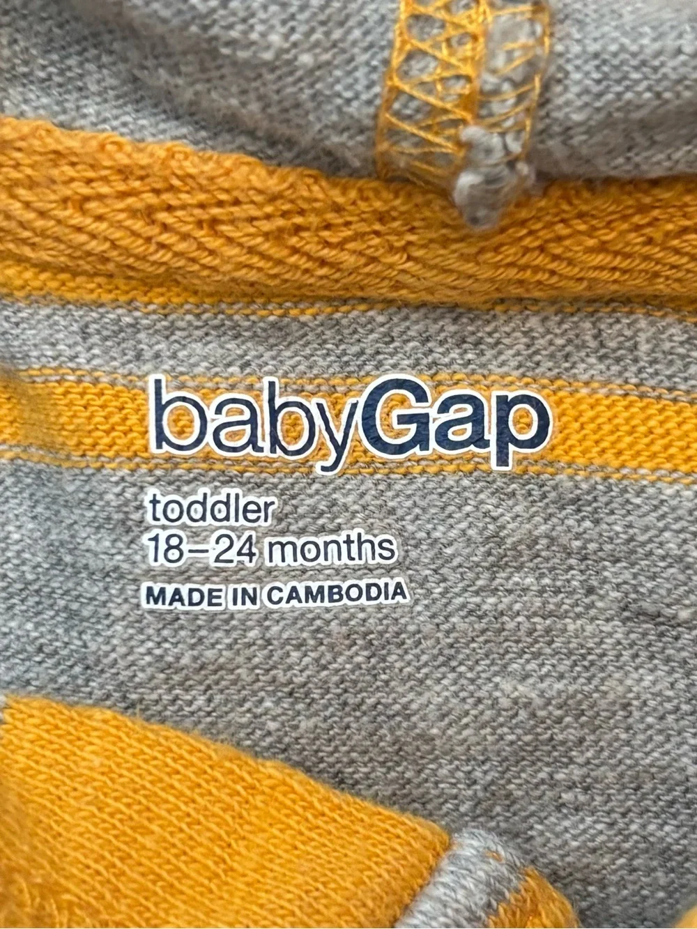 GAP Hooded Striped Pullover - Yellow & Gray